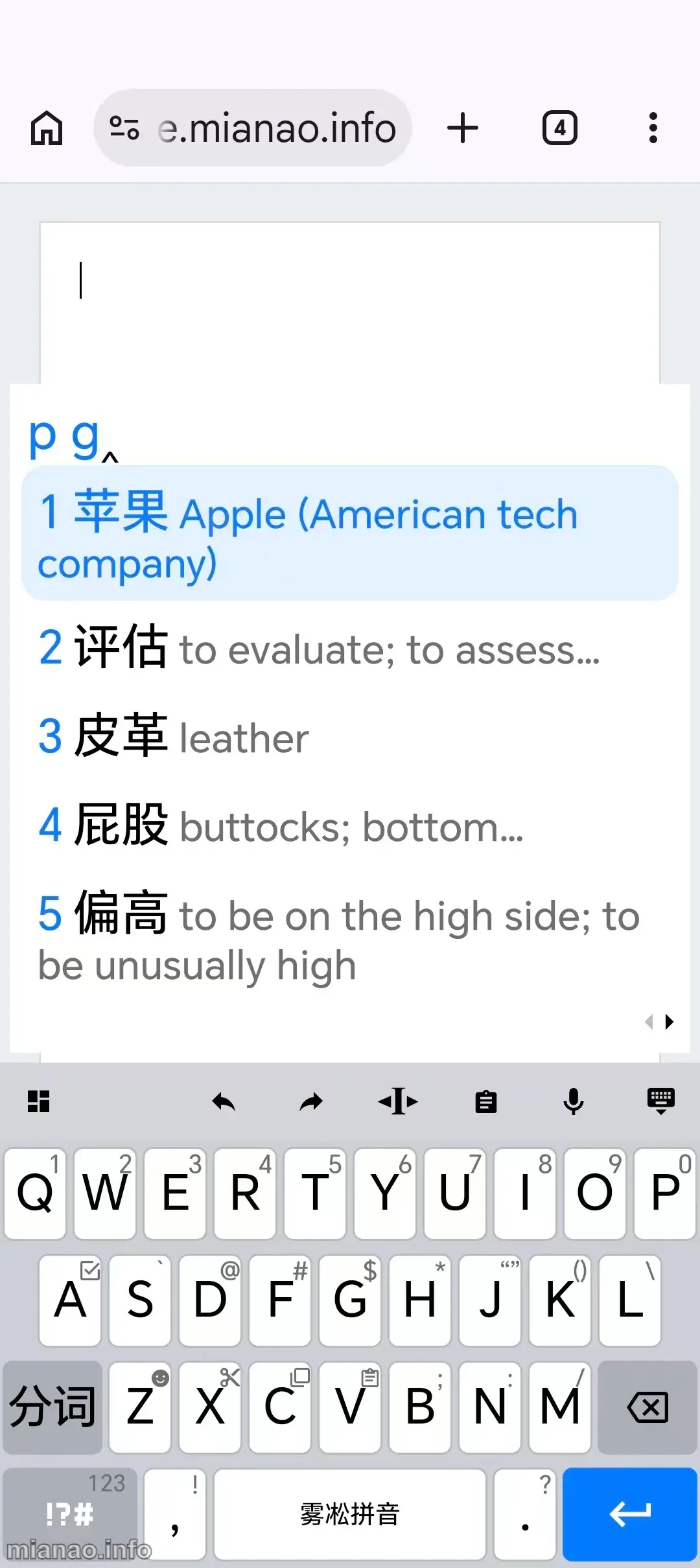 同文输入法添加雾凇拼音和中英文释义