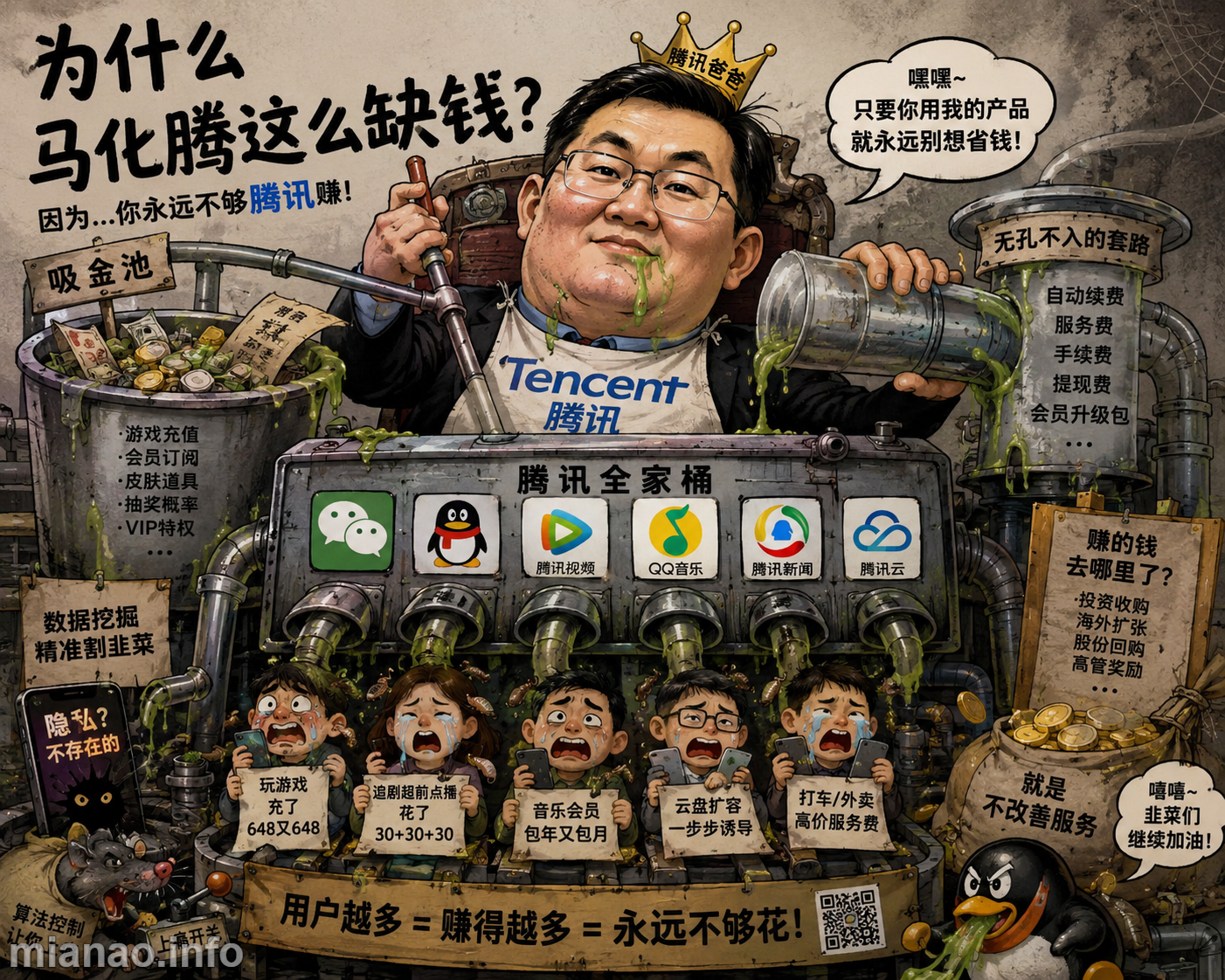 为什么马化腾这么缺钱
